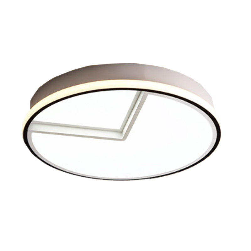 White Acrylic Minimal Round Flush Ceiling Lamp - 16.5