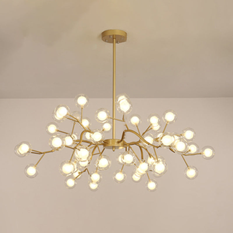 Metallischer Zweig-Kronleuchter, schlichte LED-Pendelleuchte für Wohnzimmer