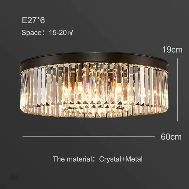 Nowoczesna kryształowa lampa sufitowa Living Crystal lampa sufitowa sypialnia klasyczne okrągłe lampy sufitowe czarna podstawa oprawy Led jadalnia