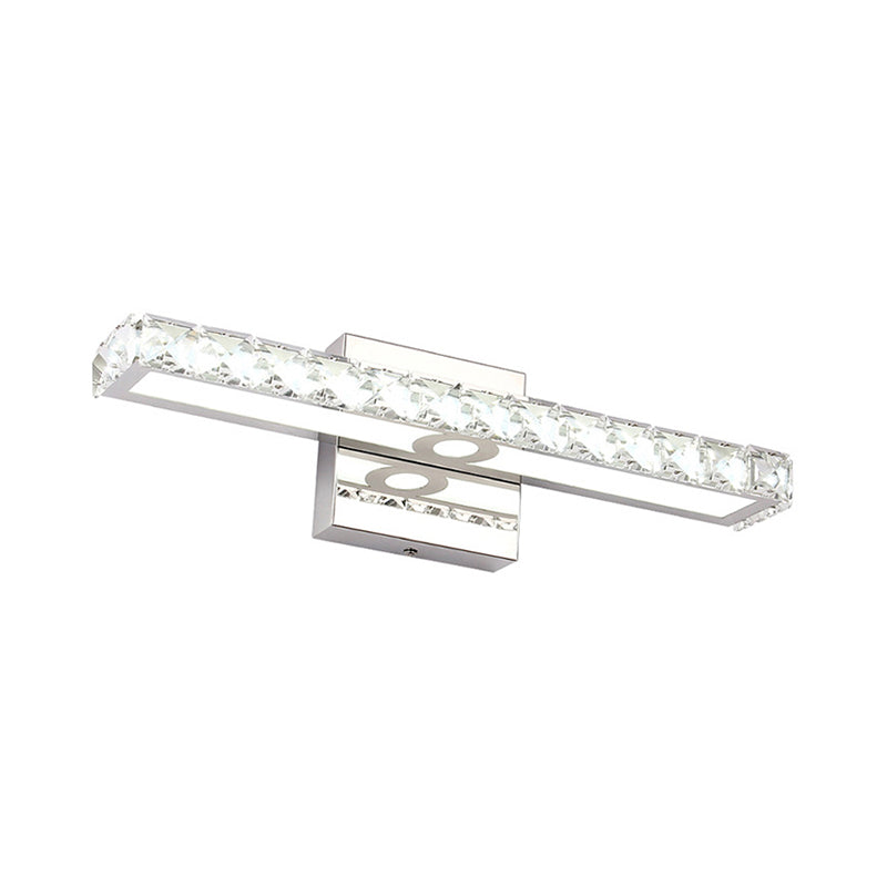 Lámpara de tocador de cristal moderna: aplique de pared lineal plateado/champán con 1 luz en blanco cálido/blanco para baño
