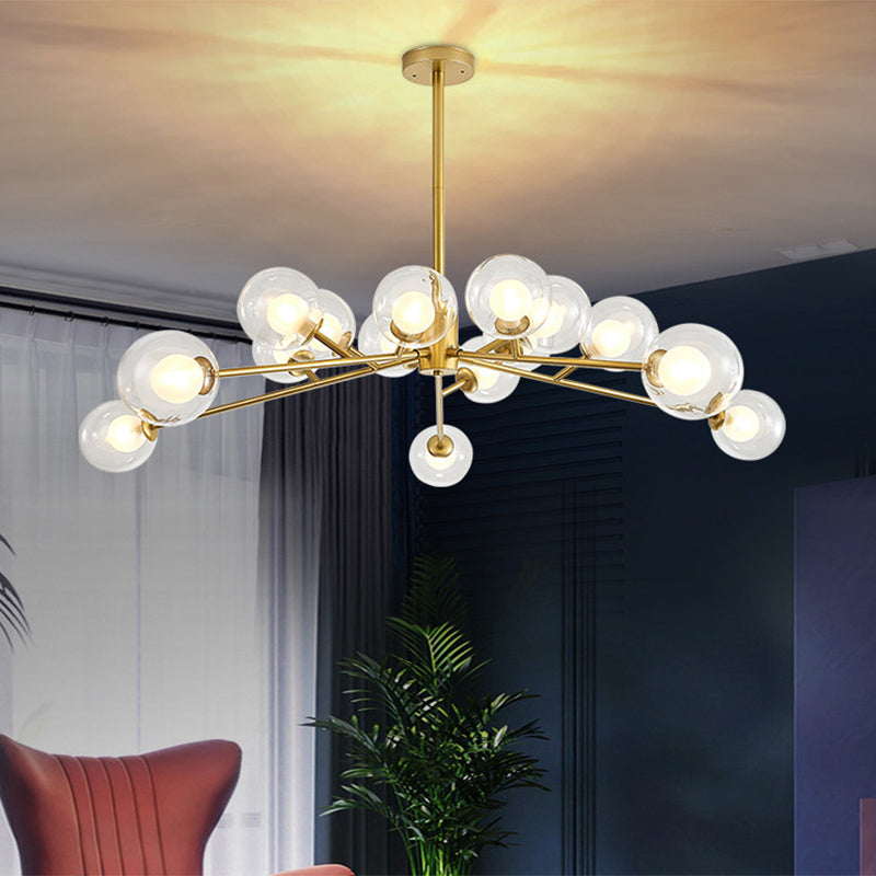 Modern Large Chandelier: 15/18 Lights, Restaurant Hotel Branch, Metal, Black/Gold Hanging Lamp
