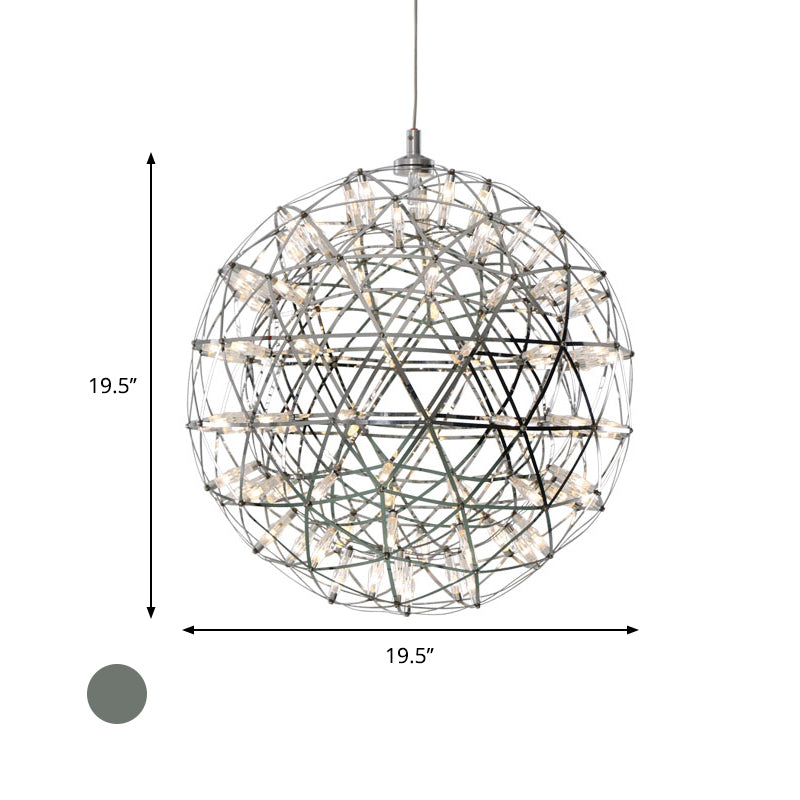Modernist Stainless Steel Firework Chandelier with LED Orb Shade - 8