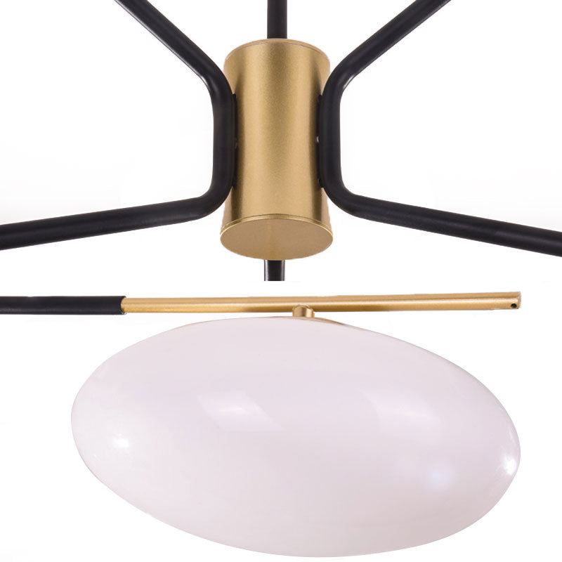 Modern Opal Glass Ellipse Pendant Light with 6/8 Lights for Living Room Ceiling