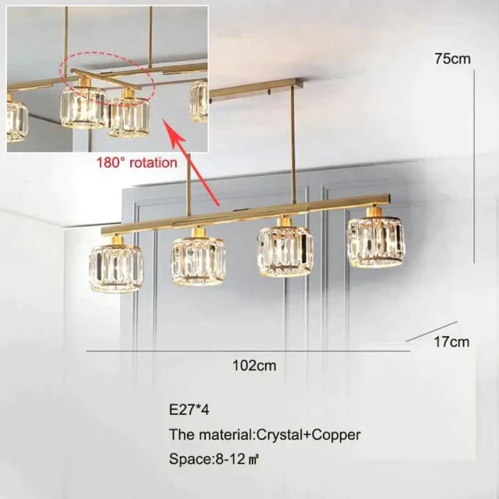 Luces de techo de cristal para dormitorio, lámpara de cobre de diseño moderno, lámpara Led para comedor, lámpara de techo para cocina, Lustre de cristal para sala de estar