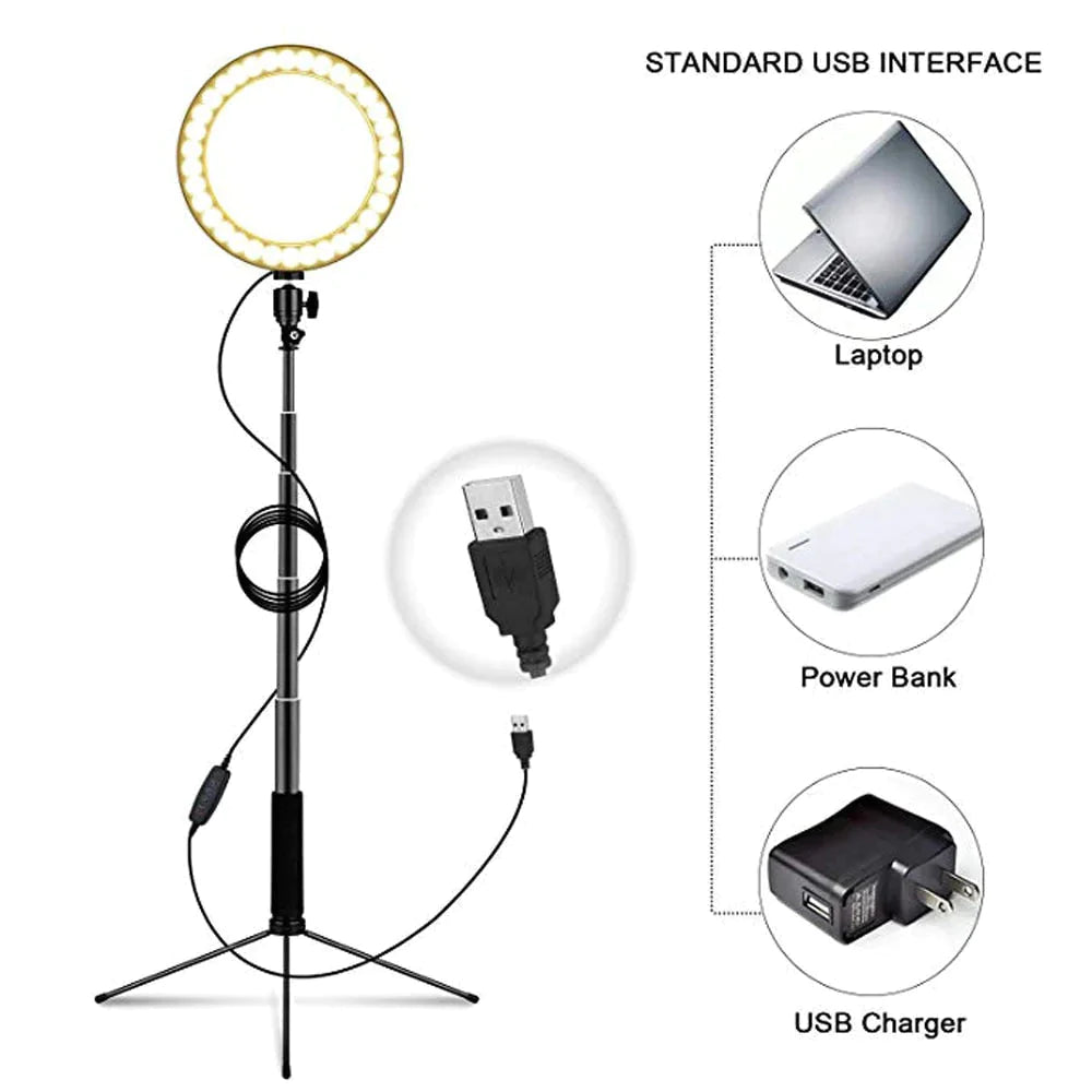 Lampa podłogowa LED USB pierścieniowa lampa podłogowa statyw pierścieniowy 80 diod LED stojąca lampa podłogowa do wideo YouTube Photo Ringlight makijaż abażur