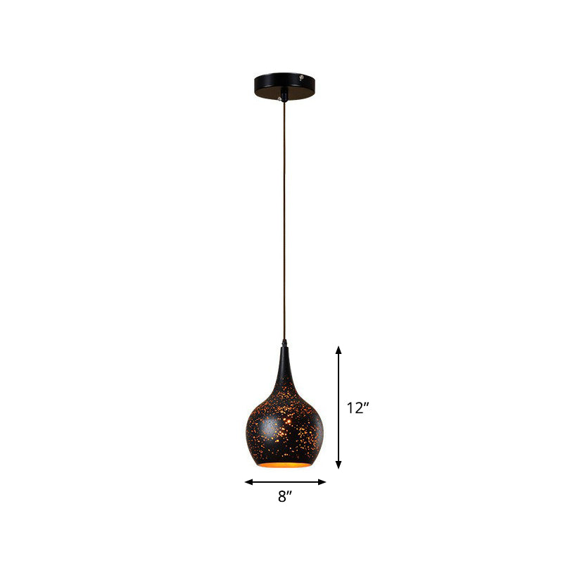 Ausgehöhlte Metall-Pendelleuchte, Retro-Hängeleuchte mit 1 Licht und schwarzem Finish für Restaurants