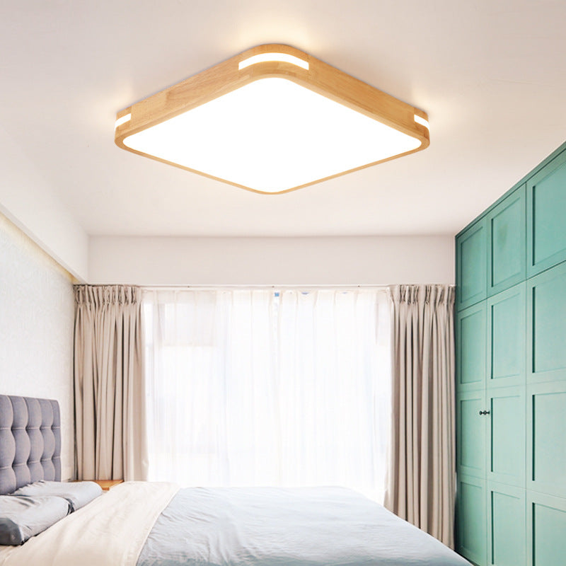 Modern Wood Beige LED Flush Mount Ceiling Light in White/Warm/Natural | Multiple Width Options