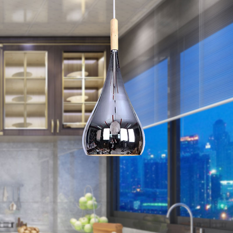 Lampada a sospensione a goccia Lampada da soffitto moderna in metallo cromato/oro rosa per cucina