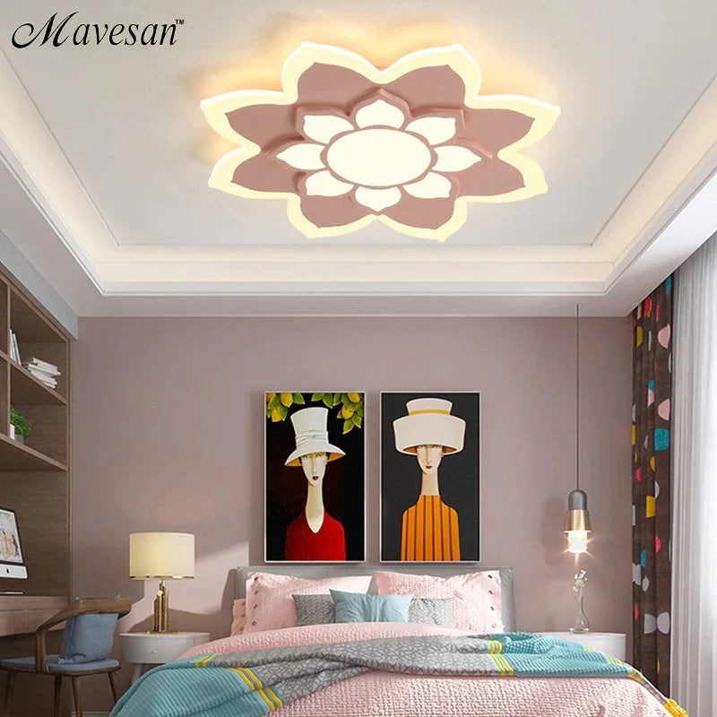 Nieuwe aankomst led-plafondverlichting lamp met afstandsbediening en bloemontwerper voor kinderslaapkamer studeerkamer babykamer Lamparas De Te