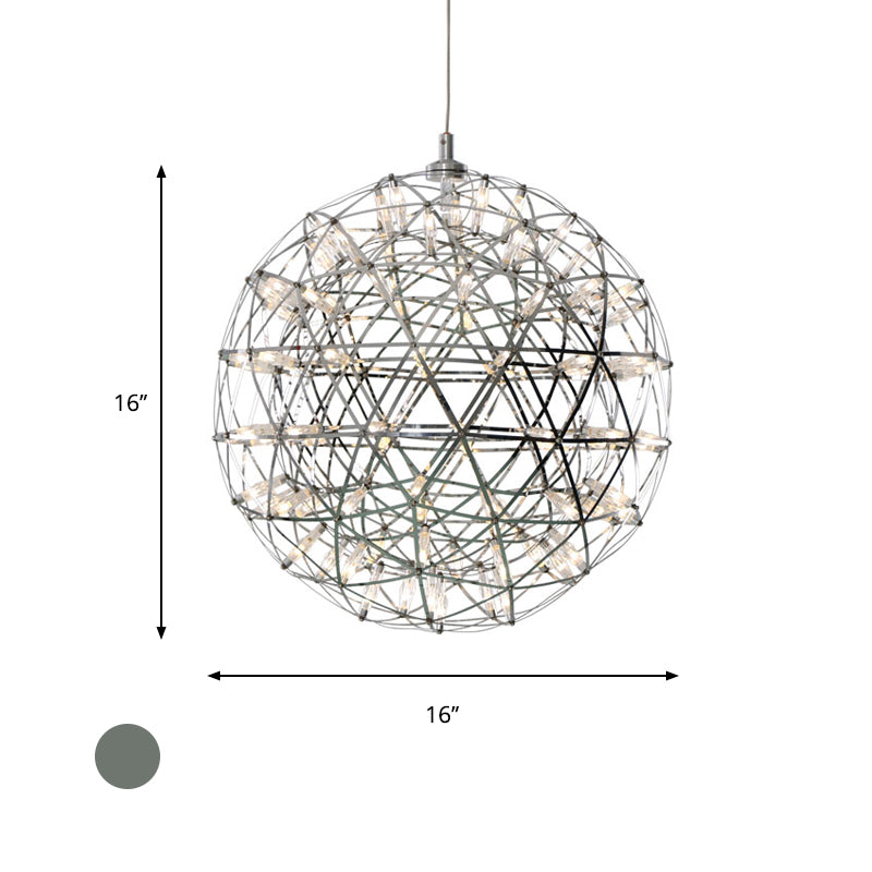 Modernist Stainless Steel Firework Chandelier with LED Orb Shade - 8