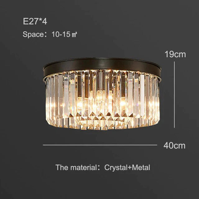 Nowoczesna kryształowa lampa sufitowa Living Crystal lampa sufitowa sypialnia klasyczne okrągłe lampy sufitowe czarna podstawa oprawy Led jadalnia