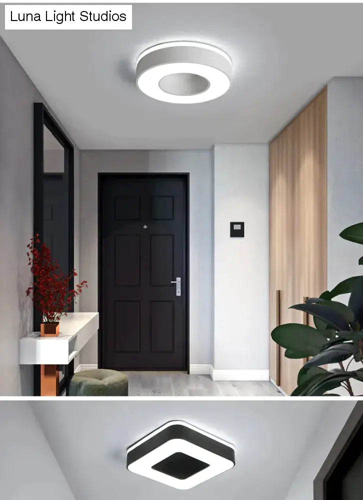 Candelabro LED moderno de 240mm de diámetro para pasillo, dormitorio, candelabro Led cuadrado/redondo/triangular en blanco o negro