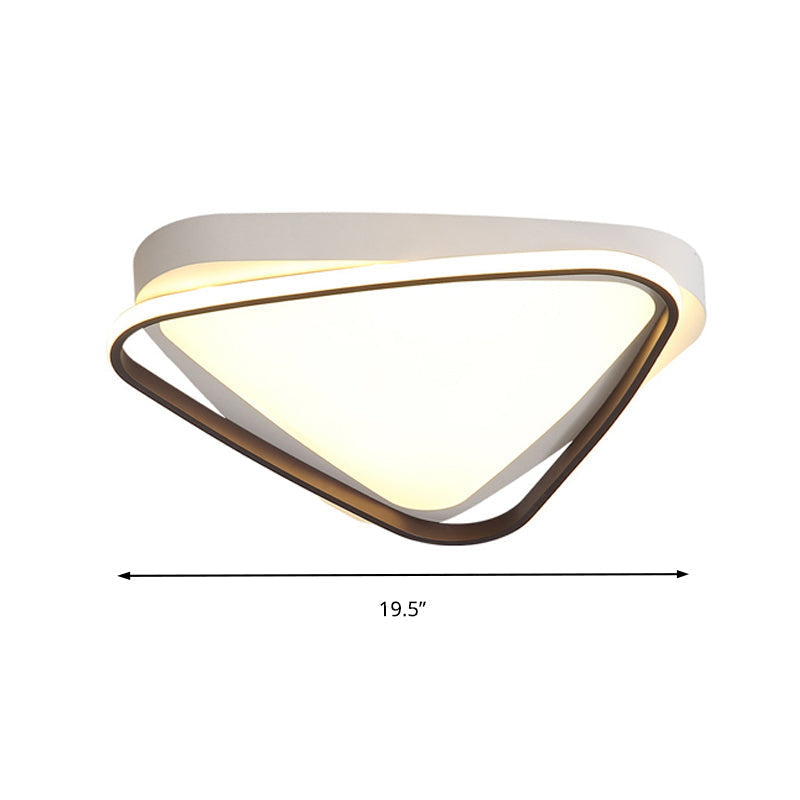 LED Triangle Ceiling Flush Mount – White Acrylic Light Fixture for Bedroom – Warm/White Lighting