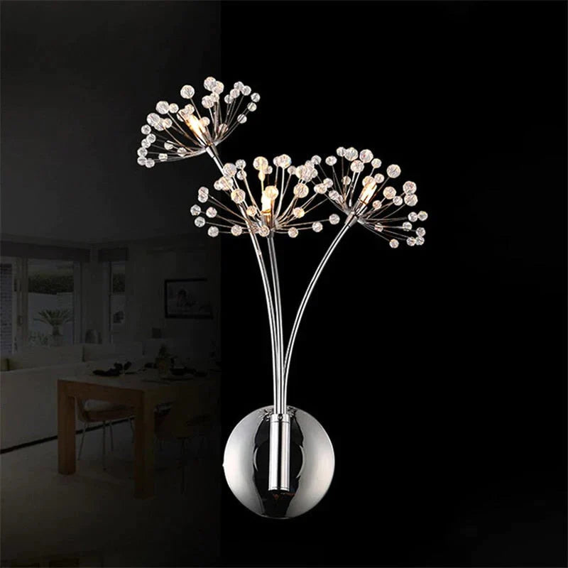 Nordic Creatieve Kristallen Bloem Paardebloem Wandlampen voor Badkamer Slaapkamer Bedlampje Woonkamer