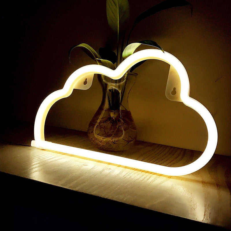 Veilleuse LED Nuage en Plastique avec Prise USB Rechargeable - Lampe de Table Blanche pour Enfant