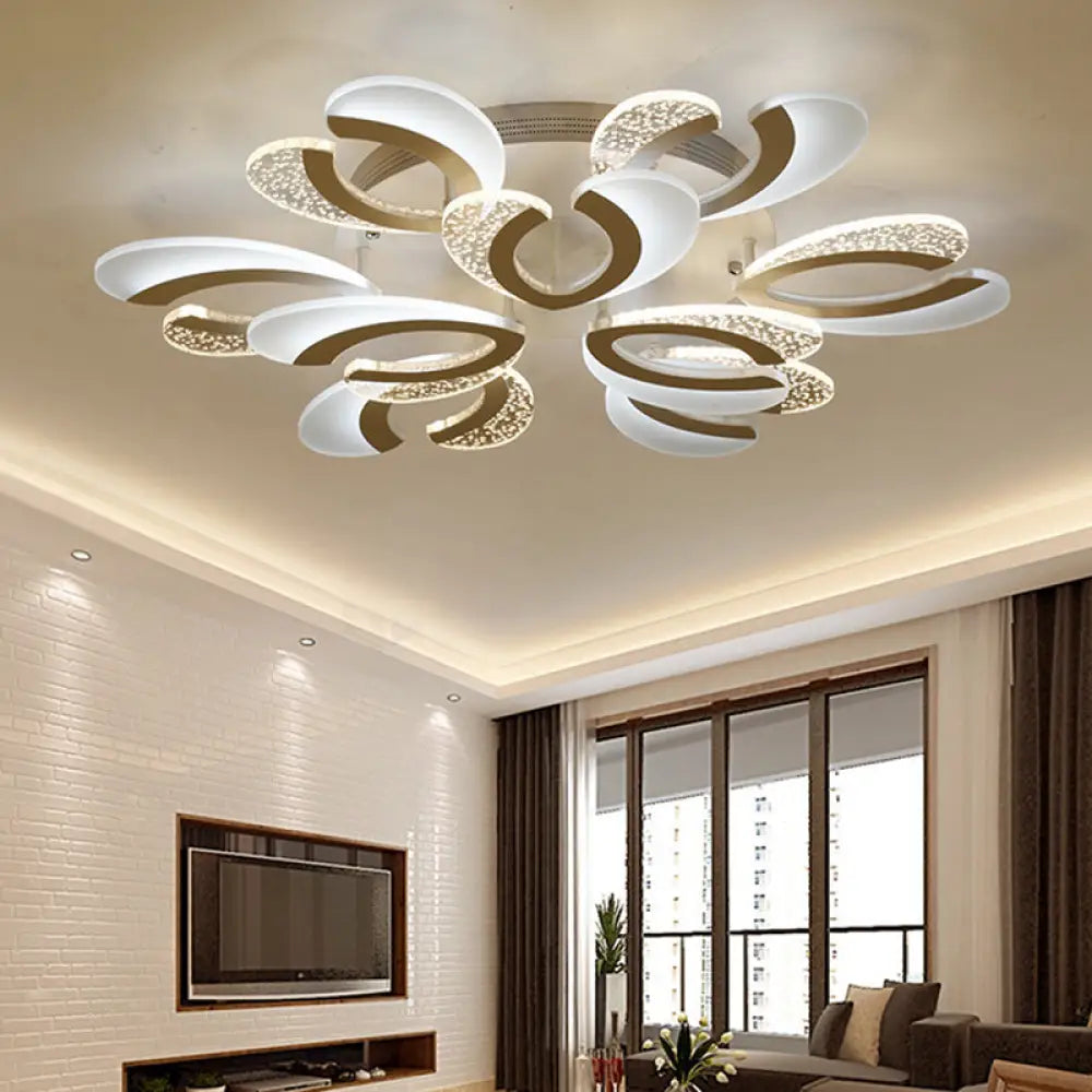 Minimalistische weiße Blumen-LED-Acryl-Unterputzleuchte für die Wohnzimmerdecke