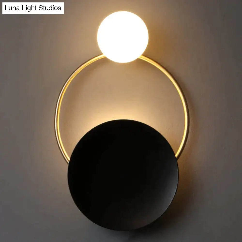 Post-modern Personality Circle Copper Wall Lamp Creative Living Room Bedroom Hallway Hallroom Villa Light Luxury Art Wall