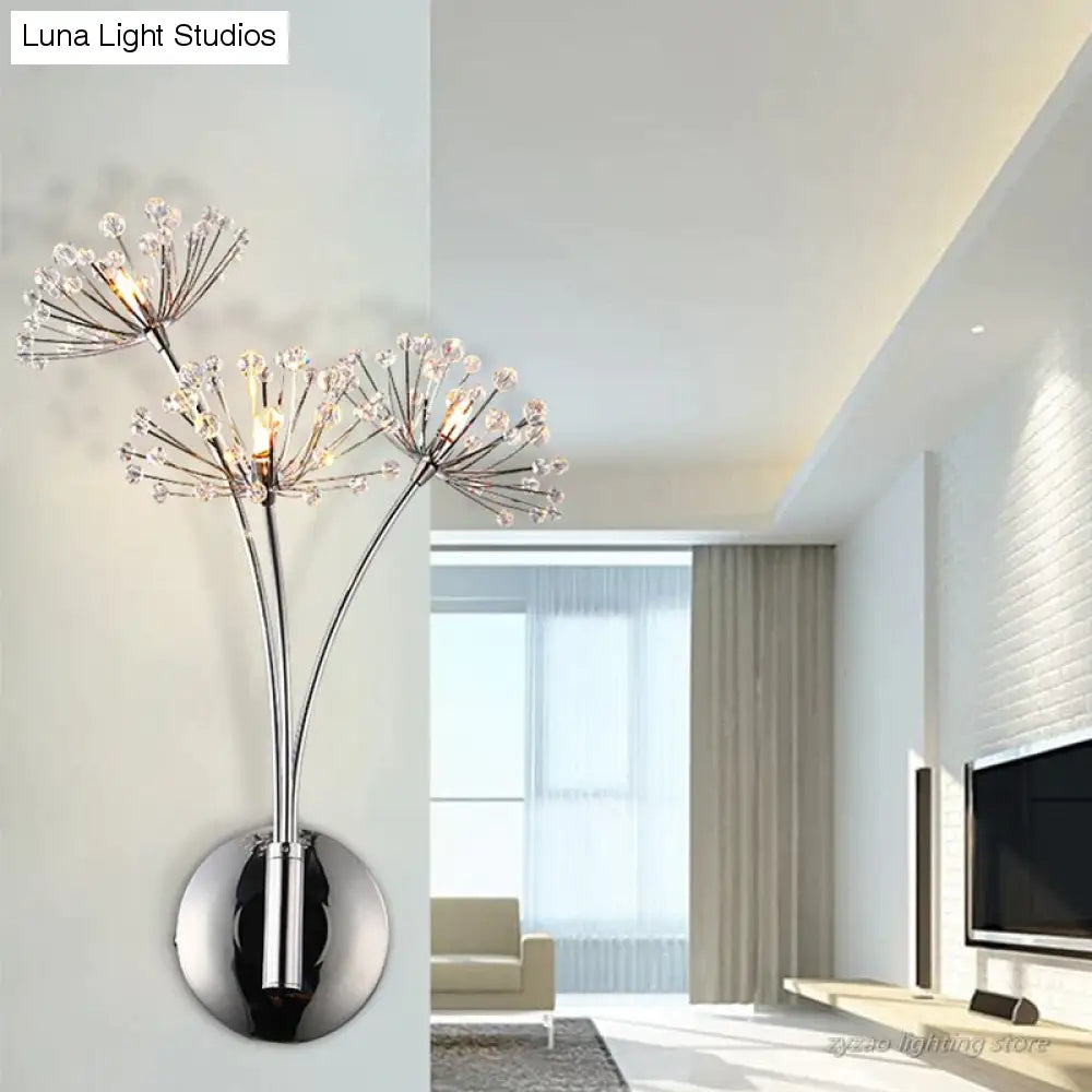 Nordic Creatieve Kristallen Bloem Paardebloem Wandlampen voor Badkamer Slaapkamer Bedlampje Woonkamer