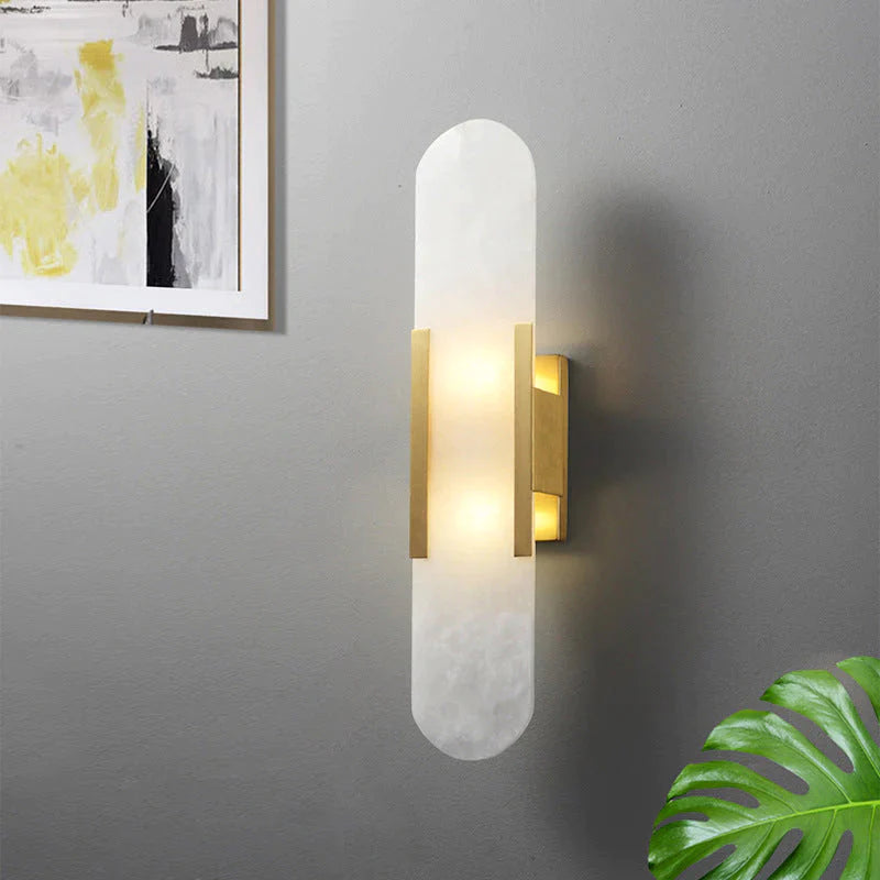 Lampada da parete in marmo semplice e moderna nordica Lampada da parete in rame per camera da letto studio scala