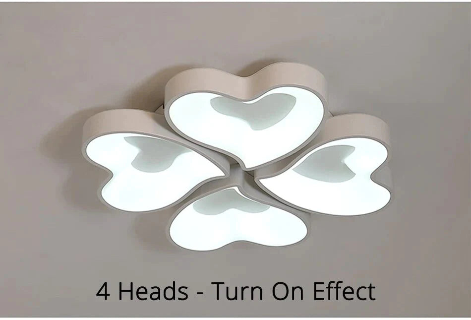 Plafoniere moderne a LED a forma di cuore per soggiorno, camera da letto, illuminazione interna, lampada da soffitto, telecomando, Dimmin
