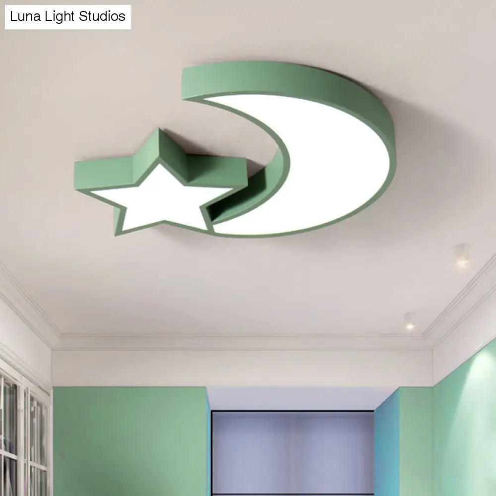 Ein himmlischer Glanz für Kinder: LED-Unterputz-Deckenleuchte aus Acryl mit Stern und Mond