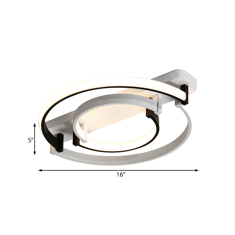 Sleek Acrylic LED Bedroom Ceiling Lamp in Warm/White Light - Black/White Flush Mount, Various Sizes