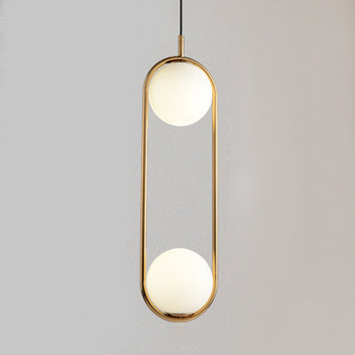 1/2 lampen slaapkamer hanglamp met bol witte glazen kap moderne zwart/goud hangende plafondlamp