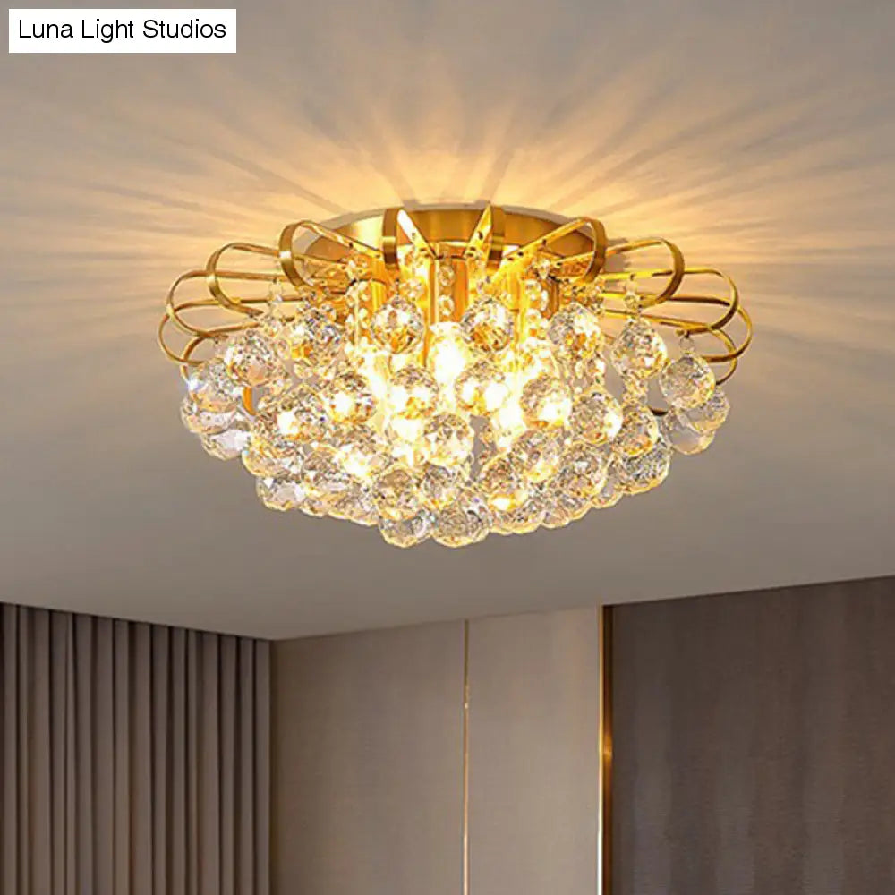Crystal Bedroom Beauty: postmoderne helder gefacetteerde bolvormige inbouwplafondlamp met bloemmotief