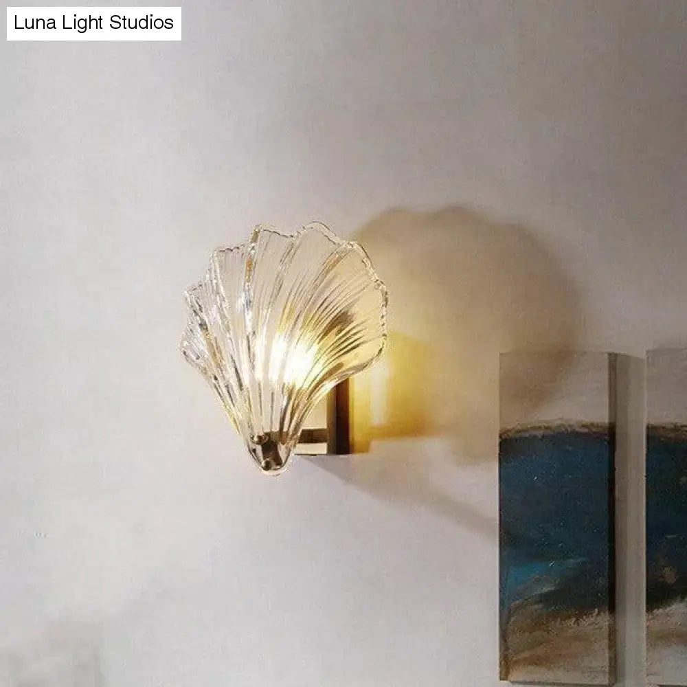 Shell Wandleuchte Postmodern Luxus Schlafzimmer Nachttisch Wohnzimmer Wand TV Hintergrund Einfache kreative Persönlichkeit Kupfer Wandleuchte