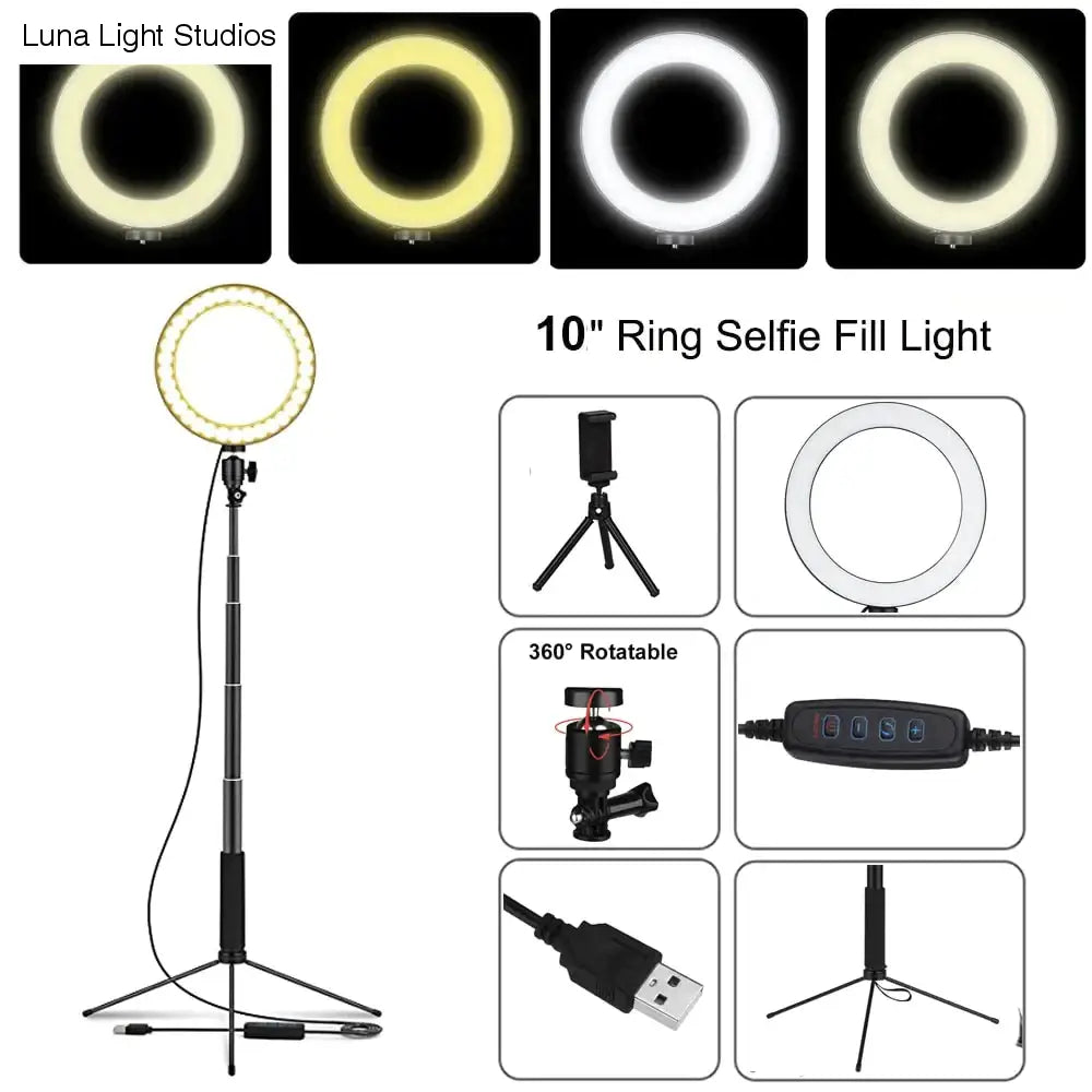 Lampa podłogowa LED USB pierścieniowa lampa podłogowa statyw pierścieniowy 80 diod LED stojąca lampa podłogowa do wideo YouTube Photo Ringlight makijaż abażur