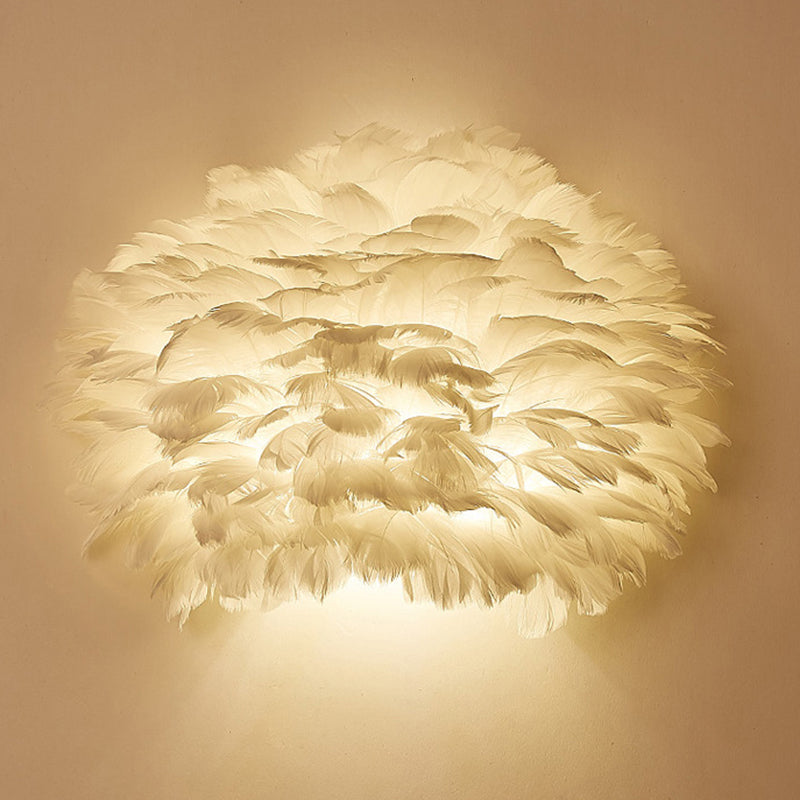 Nordic Feather Sconce Light - Applique romantique pour chambre à coucher