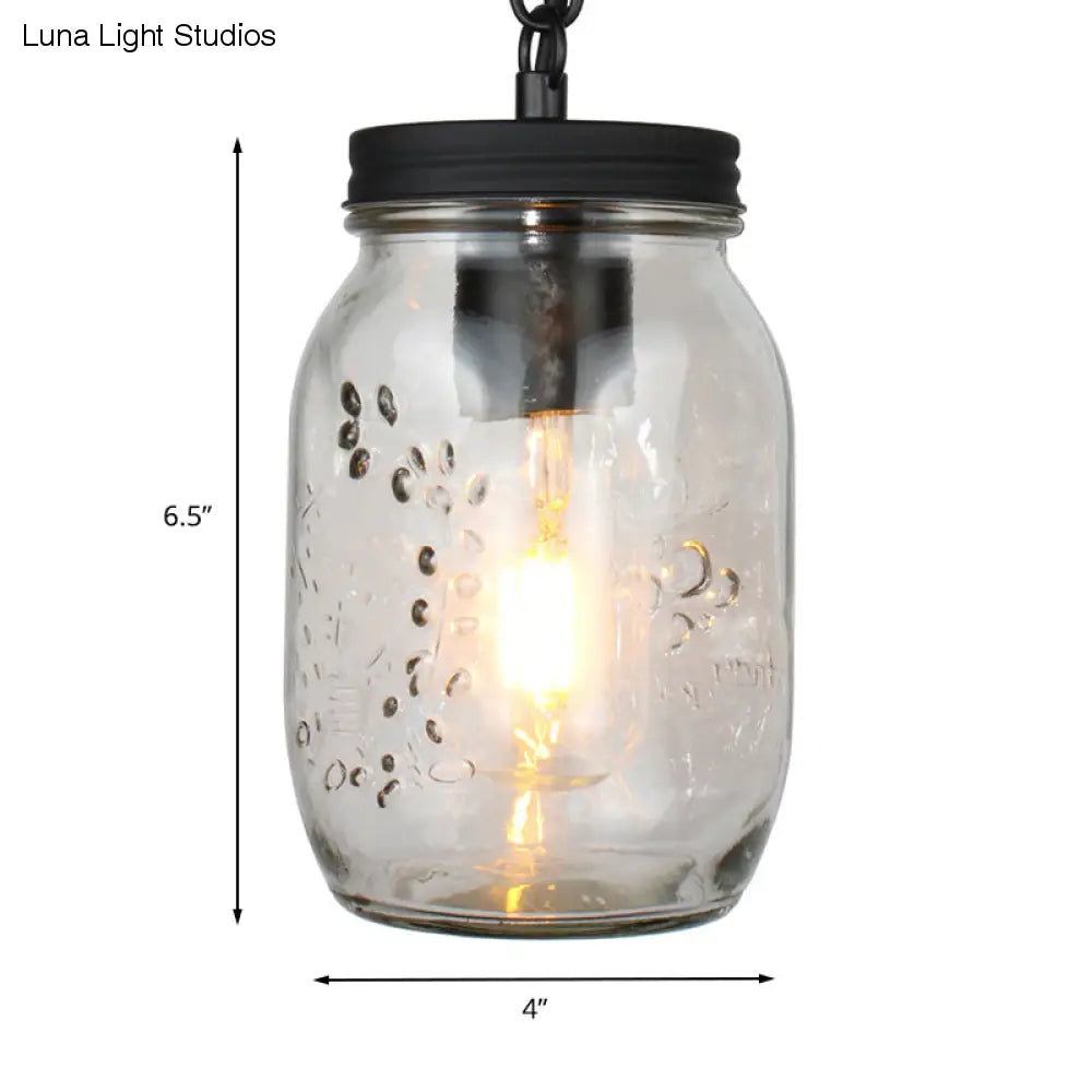 Klasyczna wisząca lampa sufitowa Mason Jar w kolorze czarnym