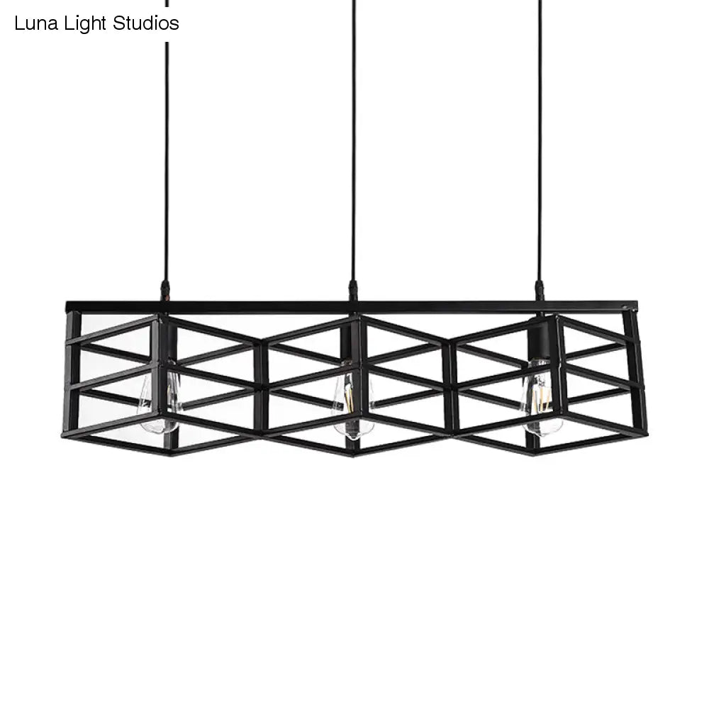 Lampada a sospensione da corridoio vintage industriale in metallo a 3 lampadine