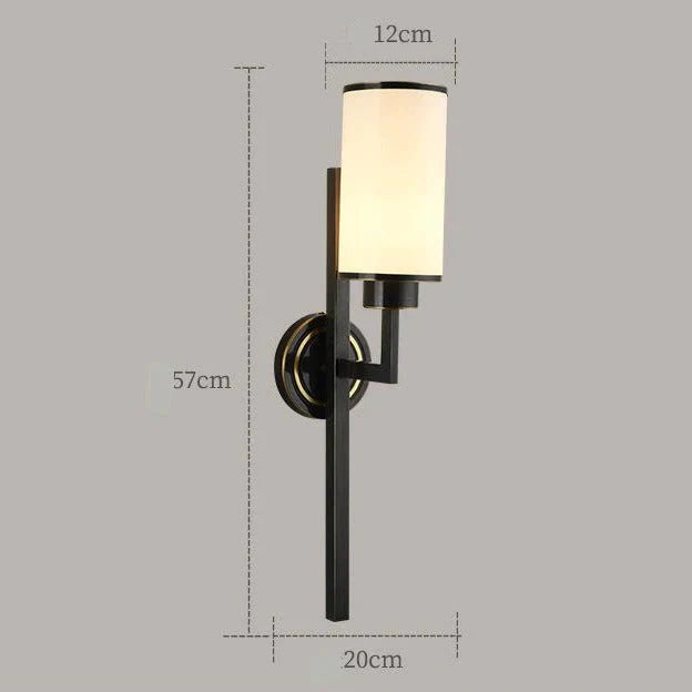 Lampada da parete in rame pieno Lampada da parete in rame per tromba delle scale, camera da letto classica semplice, testa a LED, TV, parete di fondo