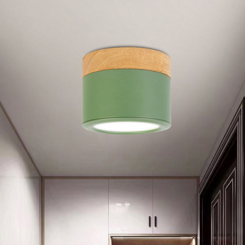 Plafoniera rotonda da incasso in acrilico Macaron Loft per corridoio bagno - Lampada piccola verde/grigio/bianco
