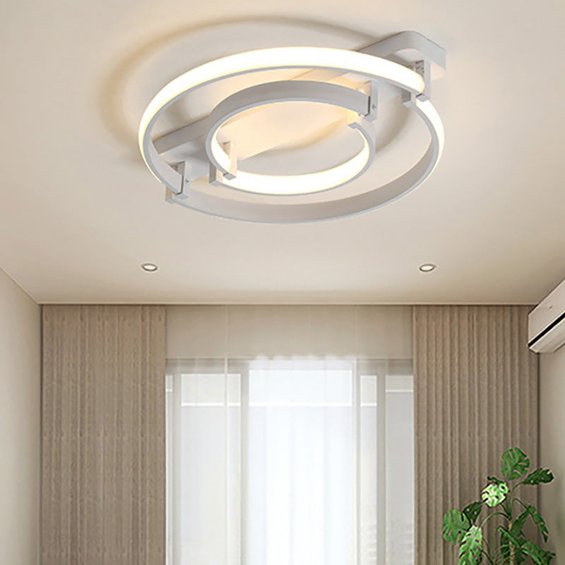 Sleek Acrylic LED Bedroom Ceiling Lamp in Warm/White Light - Black/White Flush Mount, Various Sizes