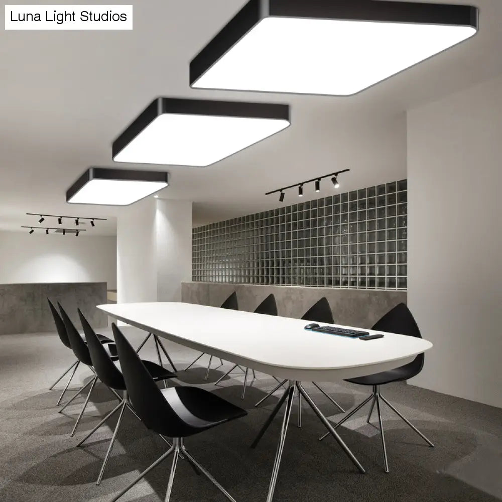 Stijlvolle kantoorverlichting: Nordic Black Square LED-plafondlamp met metalen inbouwmontage