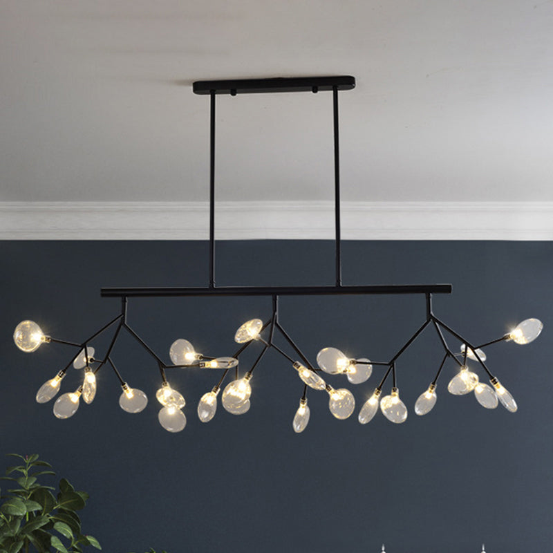 Modern Bubble Chandelier with Clear Glass, 27 Heads, Black/Gold - Dining Room Hanging Light Kit