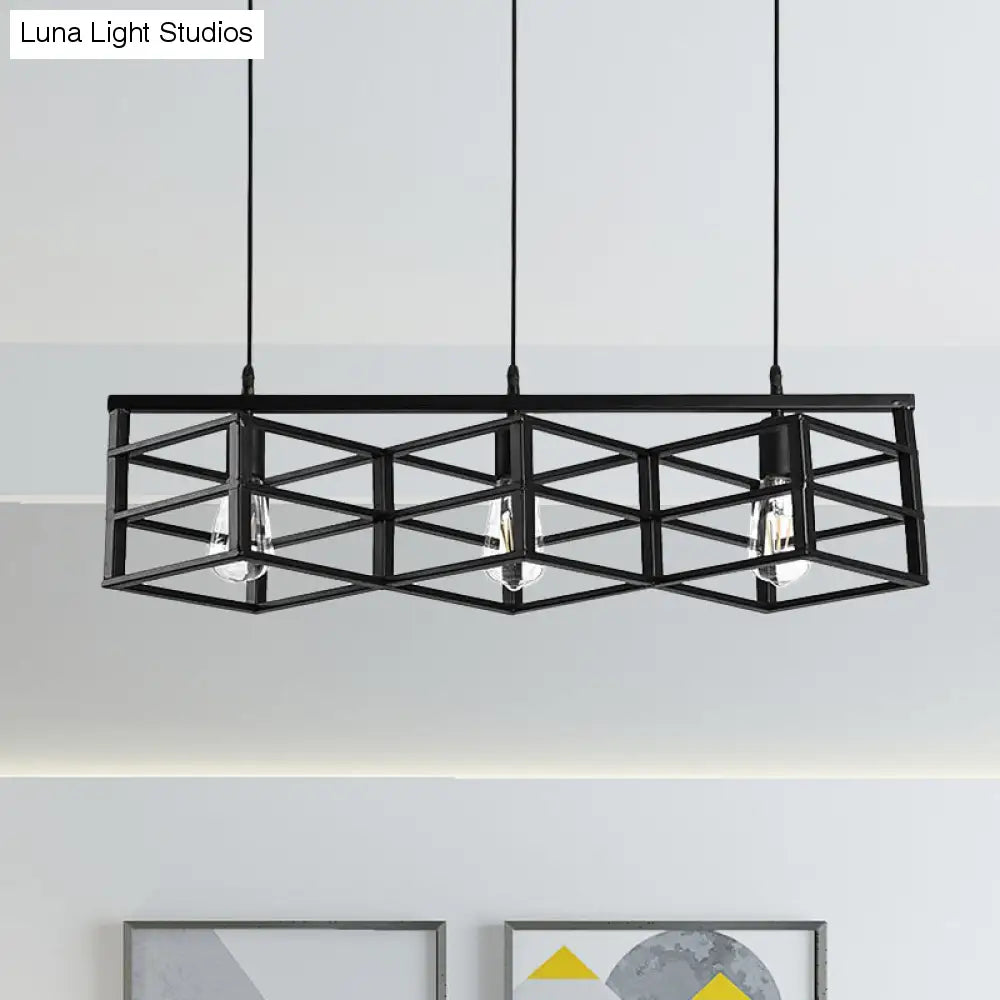 Lampada a sospensione da corridoio vintage industriale in metallo a 3 lampadine