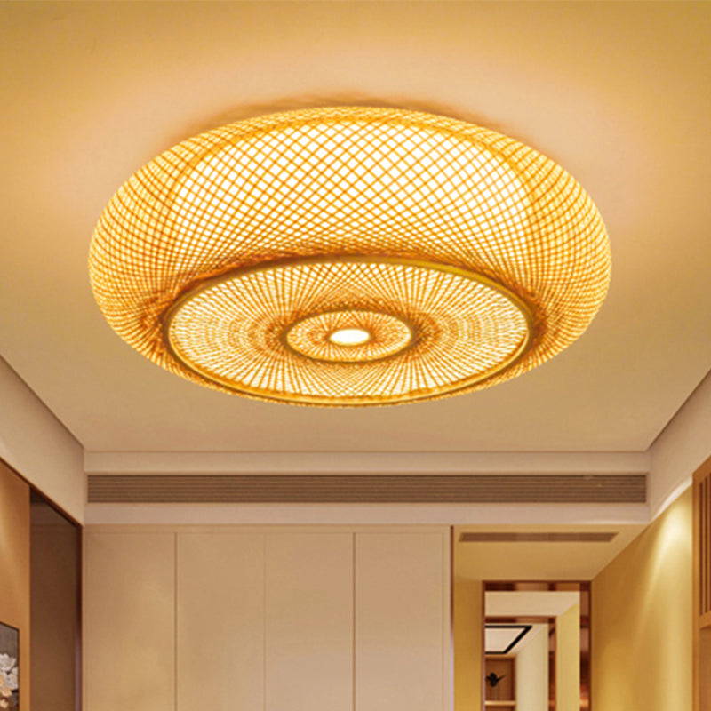 Lampada da incasso per camera da letto in bambù realizzata a mano - Lampada da incasso a soffitto da 16