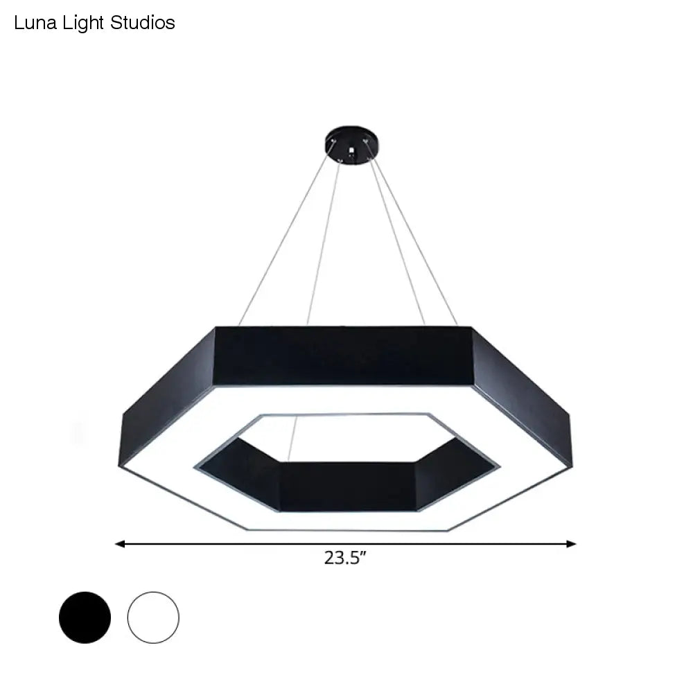 Nowoczesna akrylowa sześciokątna lampa wisząca w kolorze czarno-białym do biura