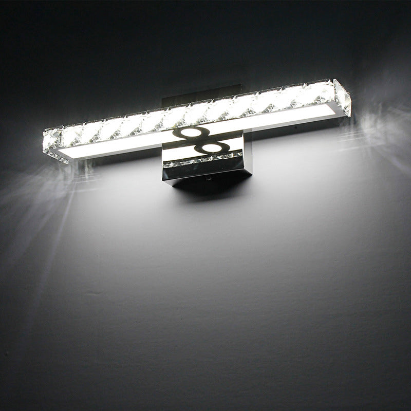 Moderne rechthoekige wandkandelaar met helder kristal geïntegreerde LED - badkamerwandlamp