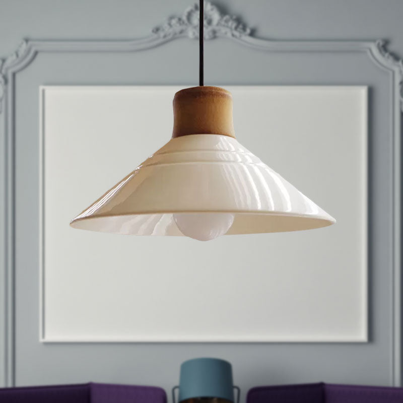Weiße konische Hängelampe im modernen Stil aus Keramik mit 1 Licht und Hängeleuchte für das Esszimmer
