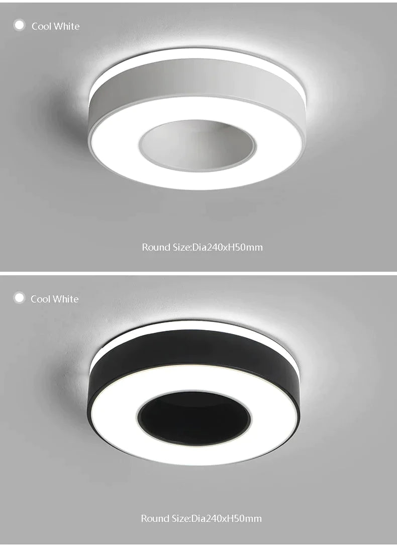 Candelabro LED moderno de 240mm de diámetro para pasillo, dormitorio, candelabro Led cuadrado/redondo/triangular en blanco o negro