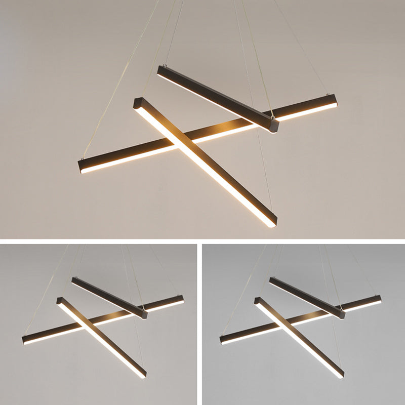 Żyrandol LED Black Sticks Nowość Minimalistyczna metalowa lampa wisząca do holu
