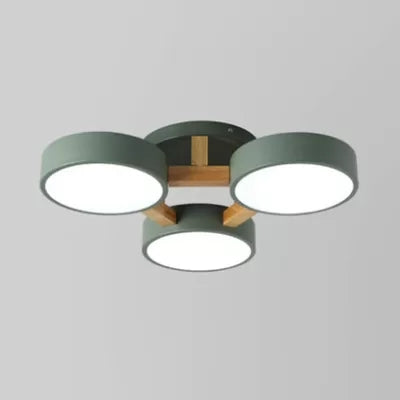 Lampa sufitowa Macaron Loft do montażu półpodtynkowego – metalowa oprawa bębnowa z 3 głowicami do salonów