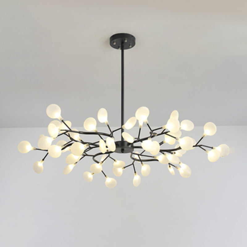 Metallischer Zweig-Kronleuchter, schlichte LED-Pendelleuchte für Wohnzimmer