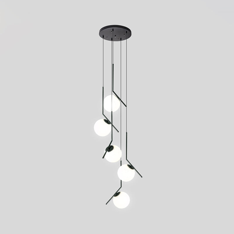 Lampadario multiluce Black Globe Lampadario semplice in vetro per scale