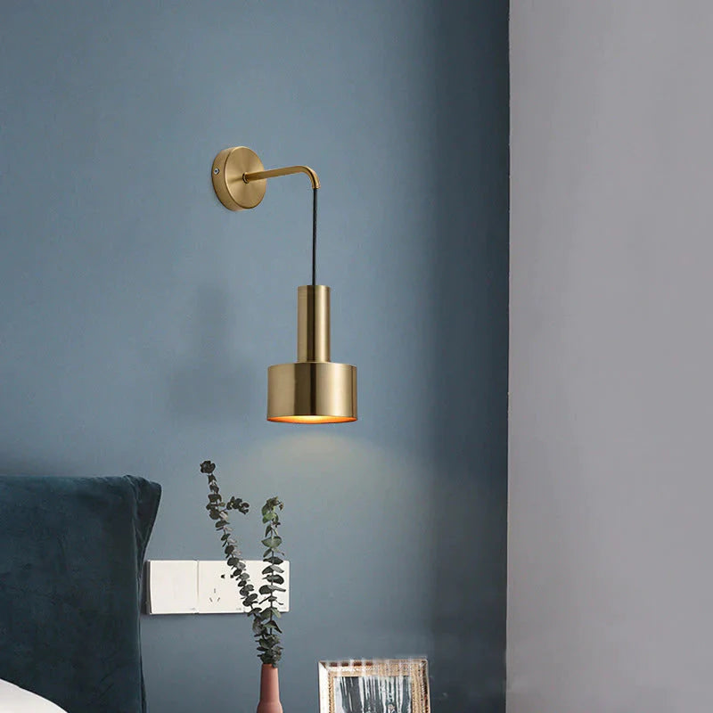 Nordic Massief Houten Alle Koperen Woonkamer Achtergrond Wandlamp Creatieve Gang Koperen Wandlamp Slaapkamer Chinese Walnoot Bedlampje