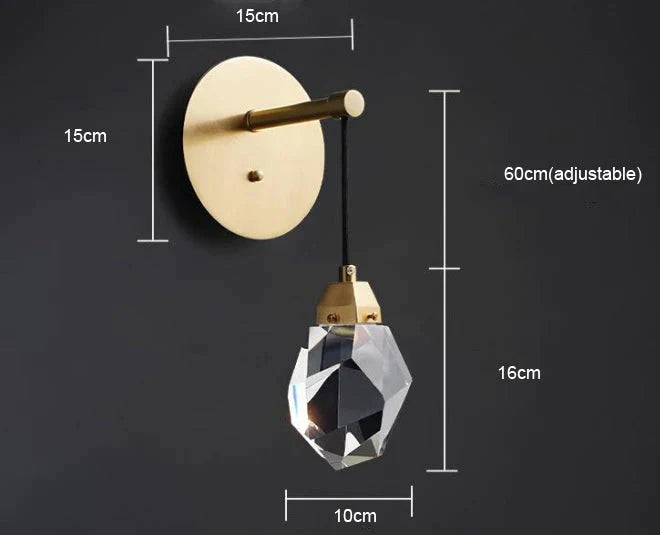 Moderne kristallen LED volledig koperen wandlamp